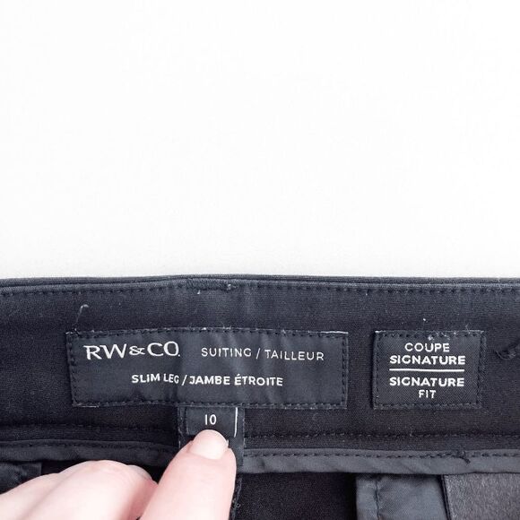 RW & Co. Womens Tailored Pants Slim Leg Signature Fit Career Wear Black Size 10 - Picture 4 of 9